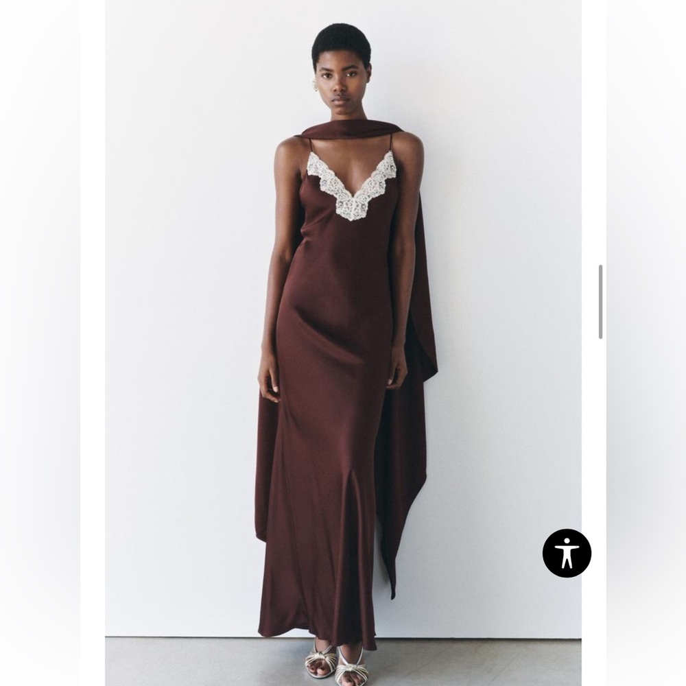 Zara LACE SLIP DRESS ZW COLLECTION $109.00 Size Medium NWT - Picture 5 of 13